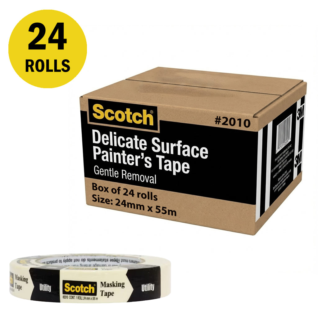 3M 2010 Beige Masking Tape 24mm x 55m / Box of 24 Rolls