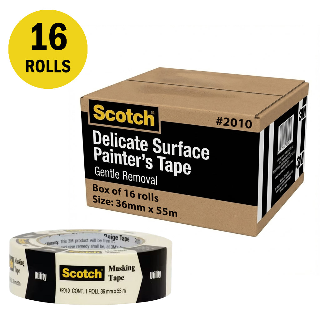 3M 2010 Beige Masking Tape 36mm x 55m / Box of 16 Rolls