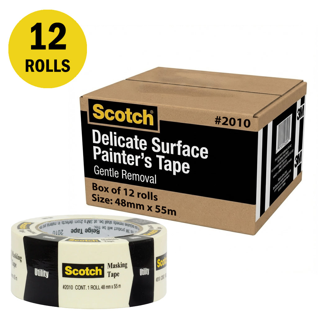 3M 2010 Beige Masking Tape 48mm x 55m / Box of 12 Rolls