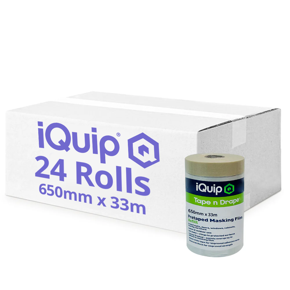 Bulk 24 roll pack of iQuip 650mm x 33m masking film refills with Corona treatment