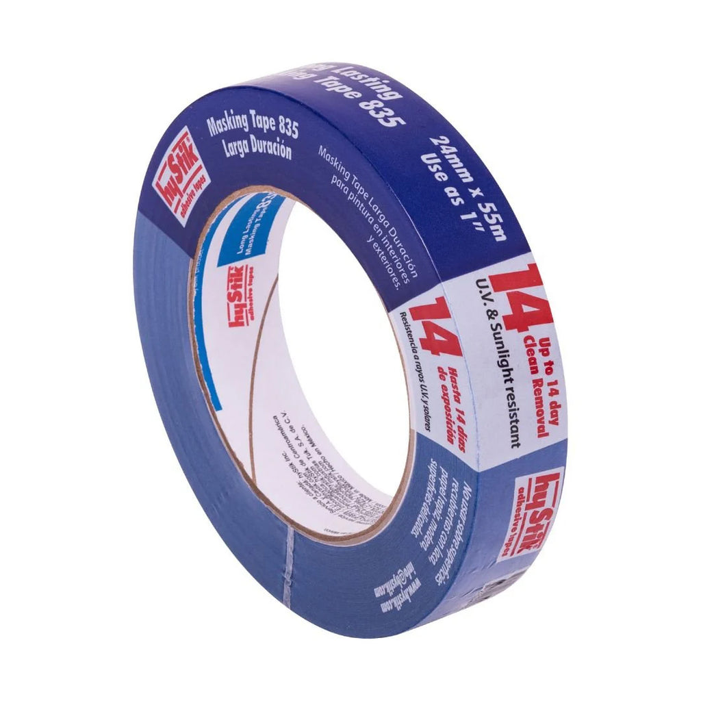 24mm Hystik 835 blue UV resistant masking tape, 14-day clean removal for indoor and outdoor