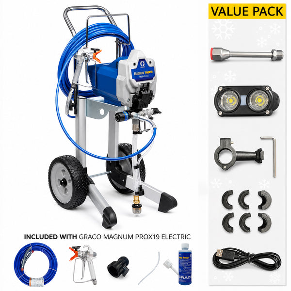 Graco Magnum ProX19 Electric Airless Paint Sprayer Hi Boy (17H210) with Value Pack