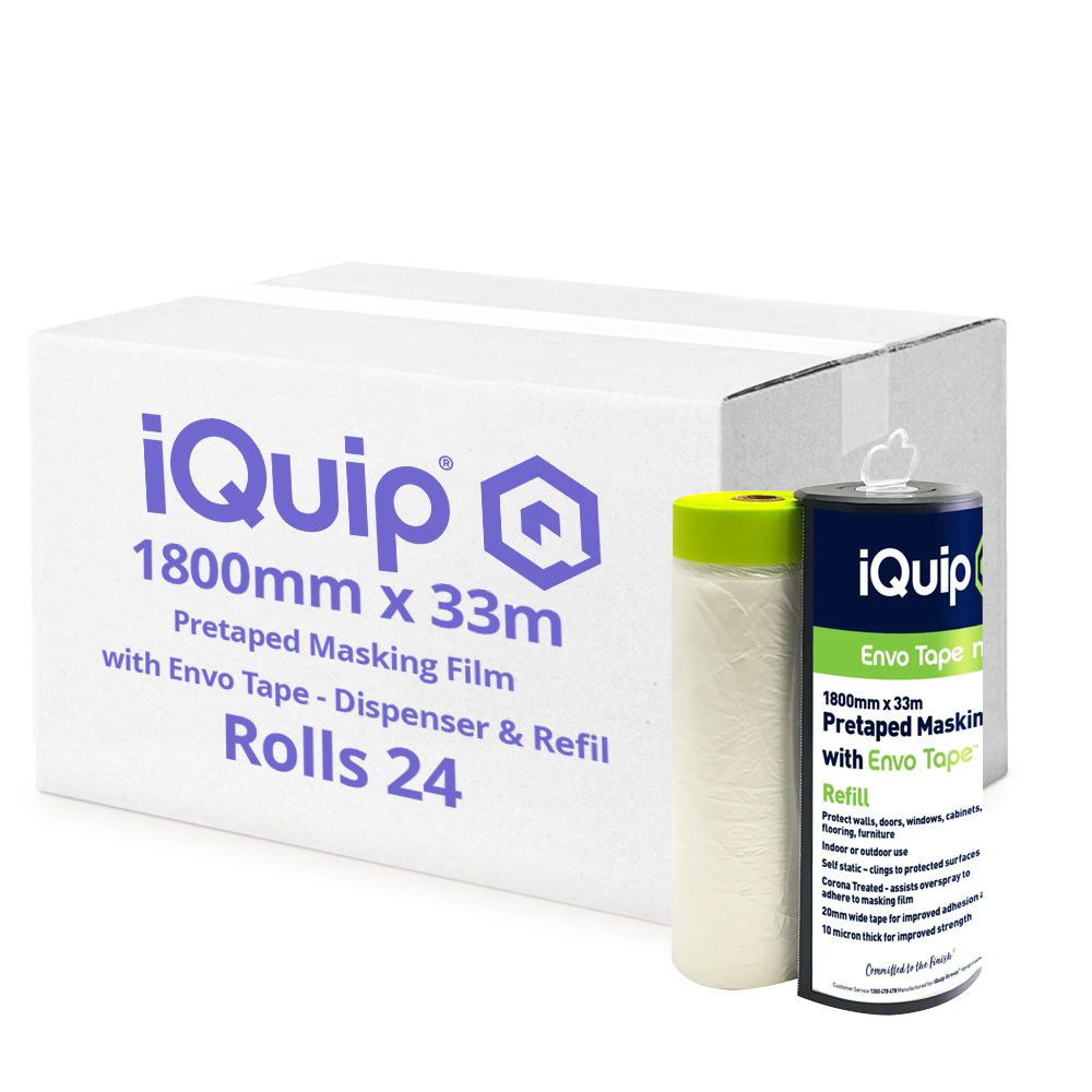 Wholesale box of 24 rolls iQuip Envo pretaped masking film 1800mm x 33m