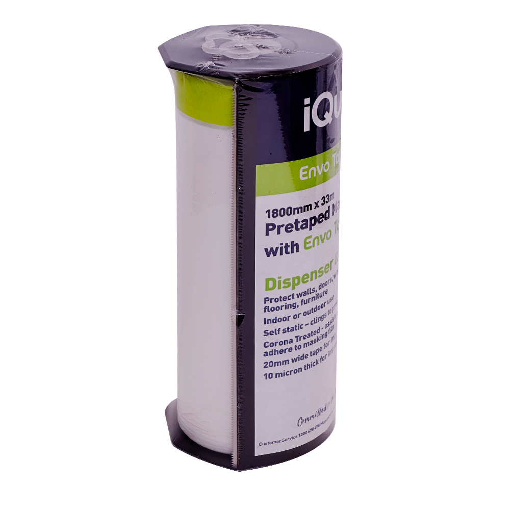 Wrapped iQuip Envo Tape n Drape 1800mm dispenser roll for painting protection