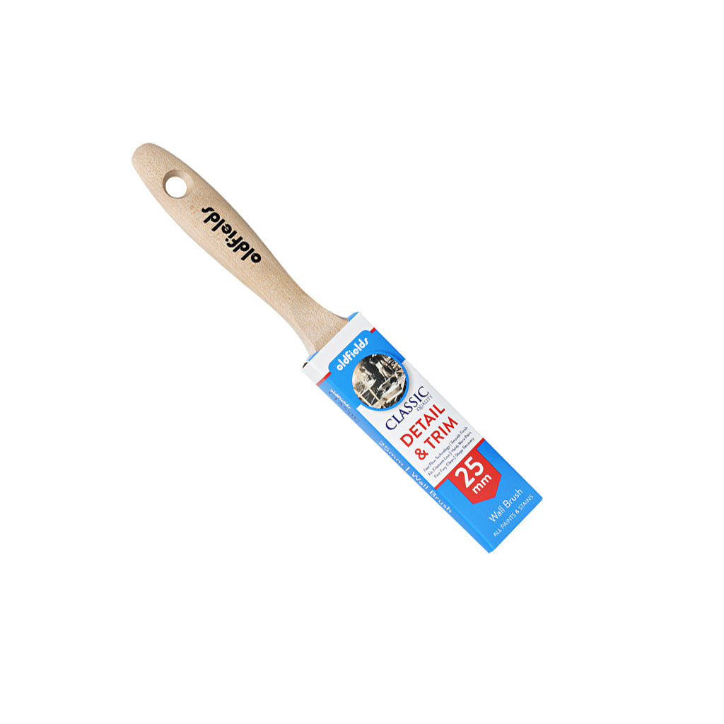 Packaged Oldfields Classic 25mm Wall Brush, ideal for precise detail and trim work