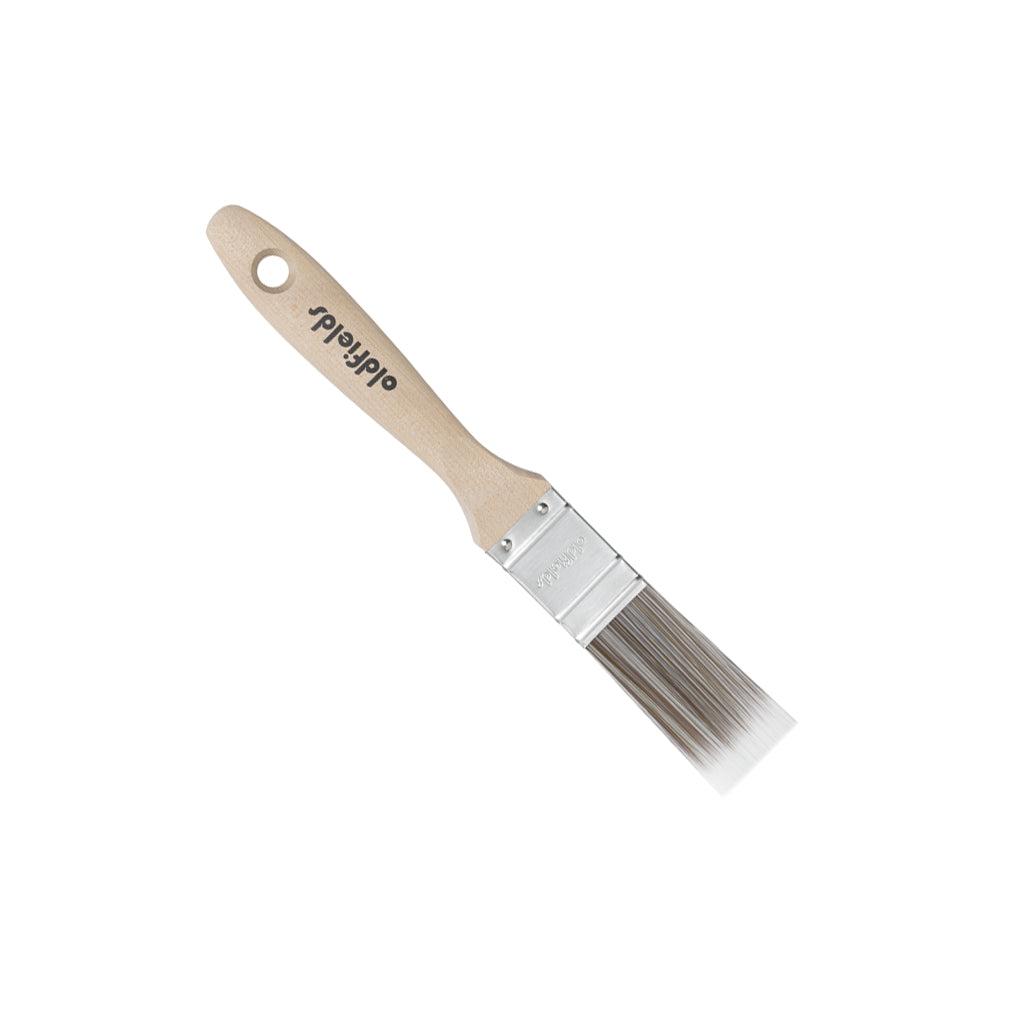 Oldfields Classic 25mm Wall Brush with timber handle and synthetic filaments for DIY trim