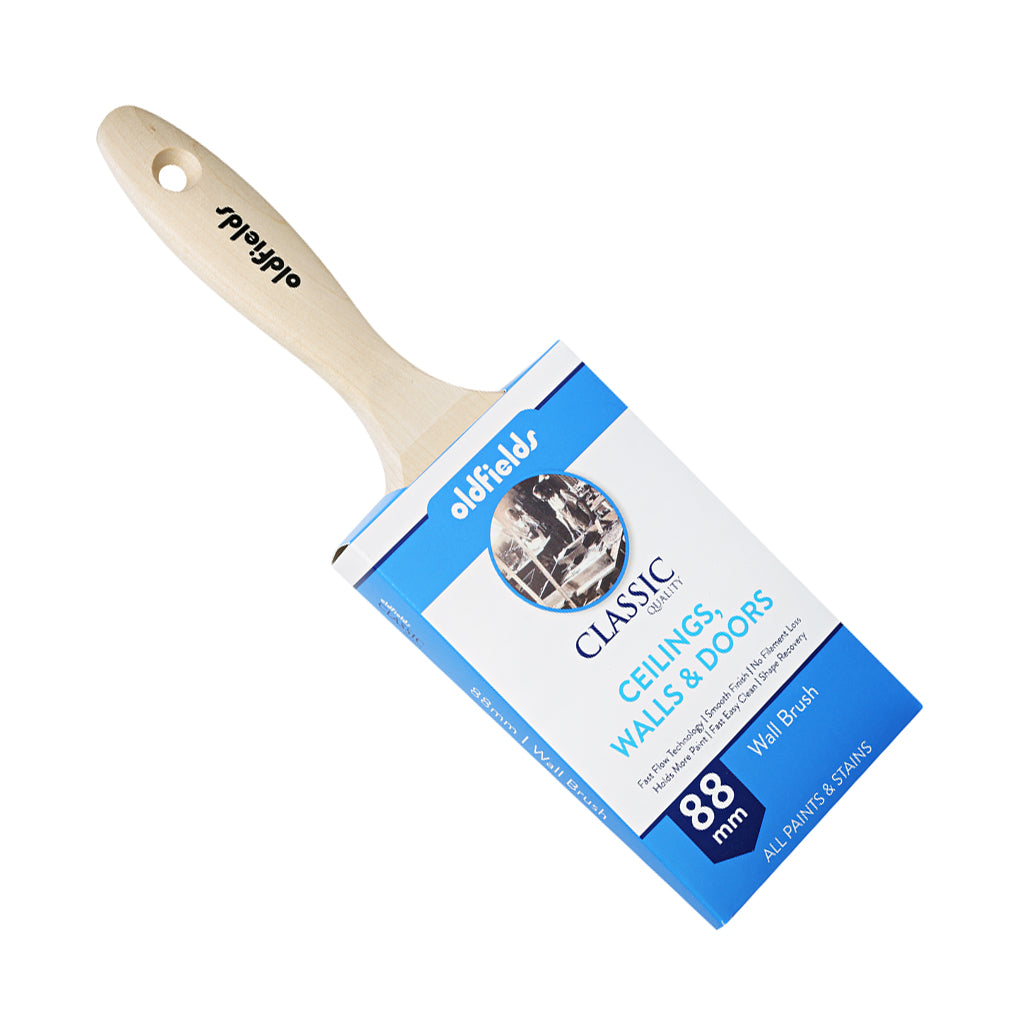 Packaged Oldfields Classic 88mm Wall Brush designed for easy cleaning and durability