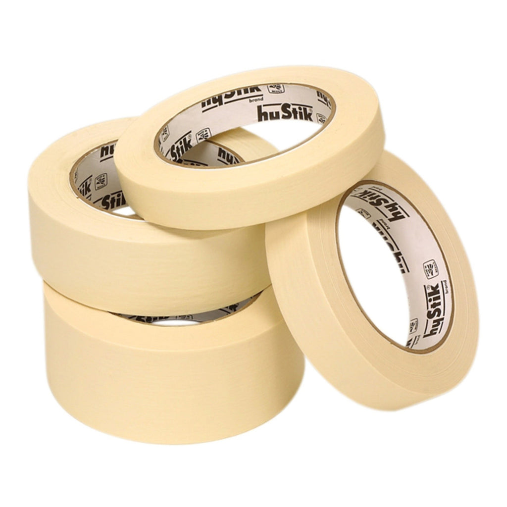 Stack of Hystik 805 general purpose masking tape rolls with write-on surface for labels