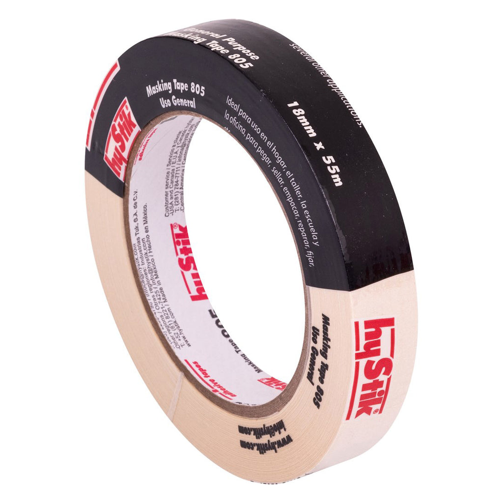 Hystik 805 general purpose masking tape, 18mm x 55m roll for everyday painting tasks