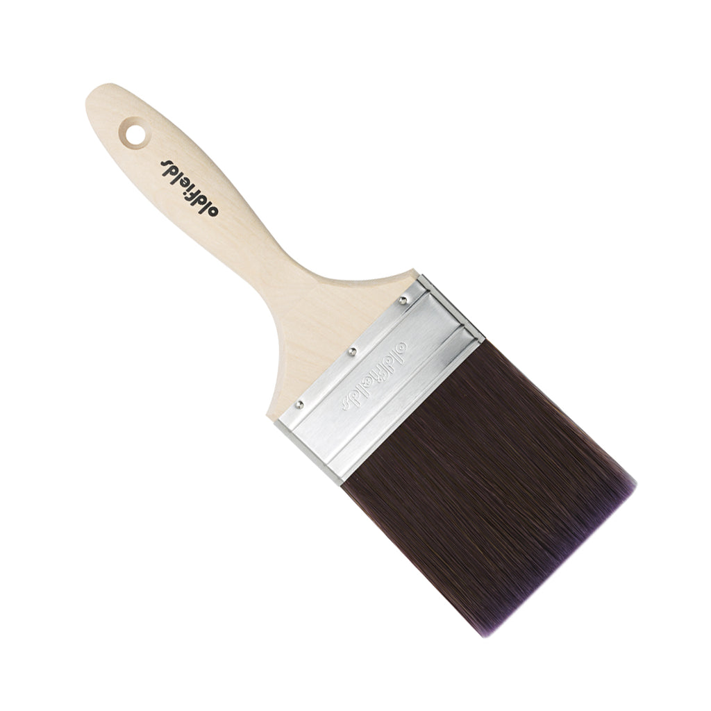 Large Oldfields Tradesman 88mm brush unwrapped showing ferrule and synthetic bristles