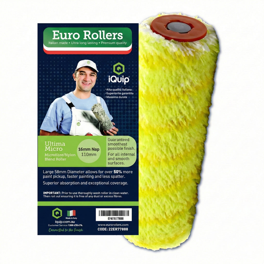 iQuip Euro Rollers Ultima Micro 110mm paint roller sleeve 16mm nap for trim
