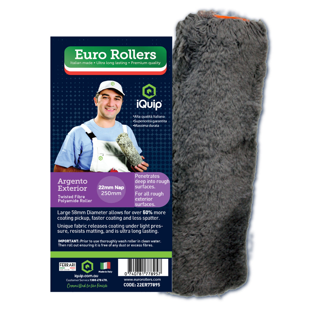 iQuip Euro Rollers Argento 250mm exterior roller sleeve for rough surfaces