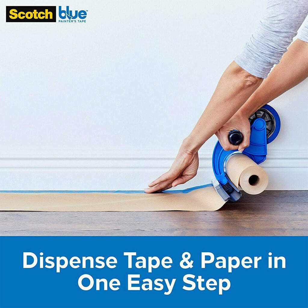Dispensing painter's tape and paper in one easy step with ScotchBlue tool