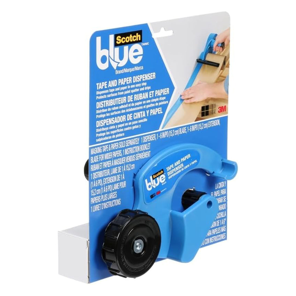 Retail packaging of ScotchBlue tape and paper dispenser M1000