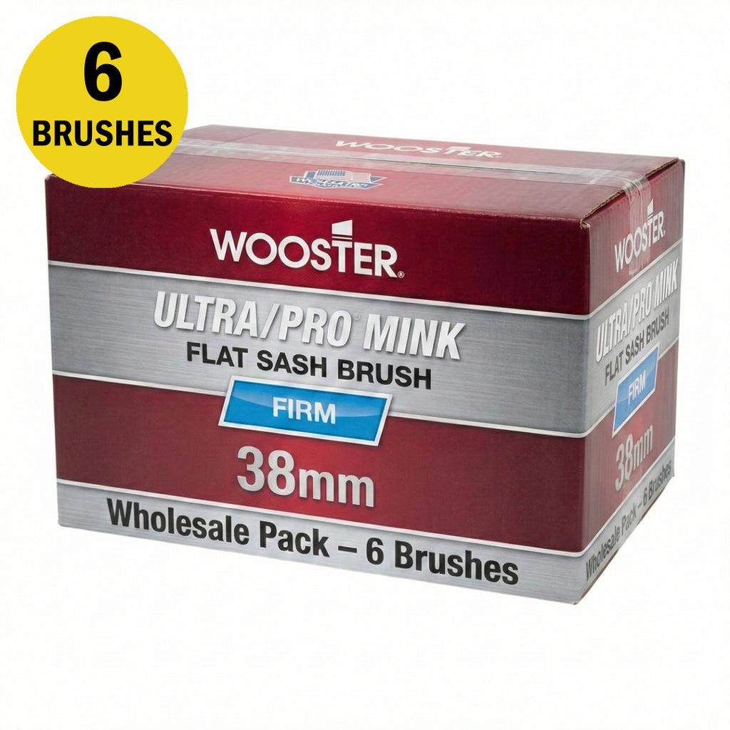 Wholesale pack of 6 Wooster Ultra Pro Mink 38mm small flat sash brushes for trim