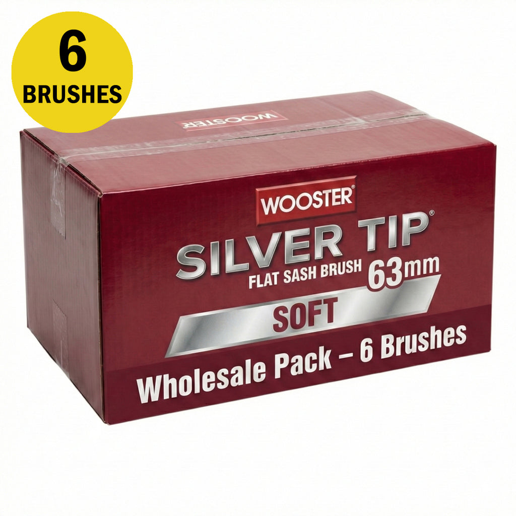 Wholesale box of 6 Wooster Silver Tip 63mm soft flat sash brushes