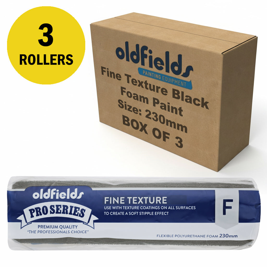 Oldfields Pro Series 230mm fine texture foam rollers, 3 pack for decorative finishes