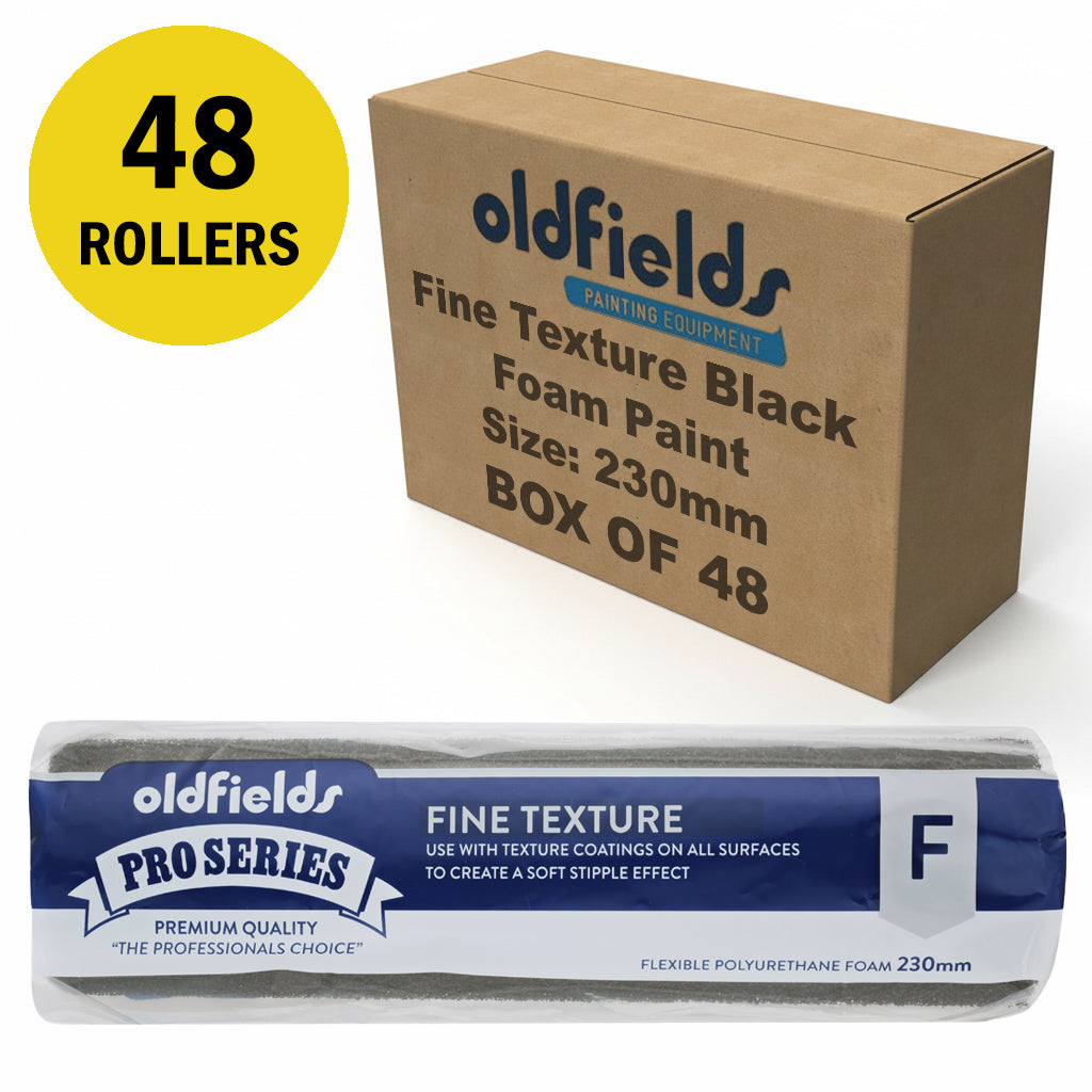 Wholesale 48 pack of Oldfields Pro Series 230mm fine texture black foam rollers