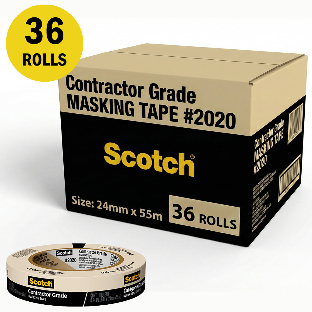 3M 2020 General Purpose Masking Tape 24mm x 55m / Box of 36 Rolls