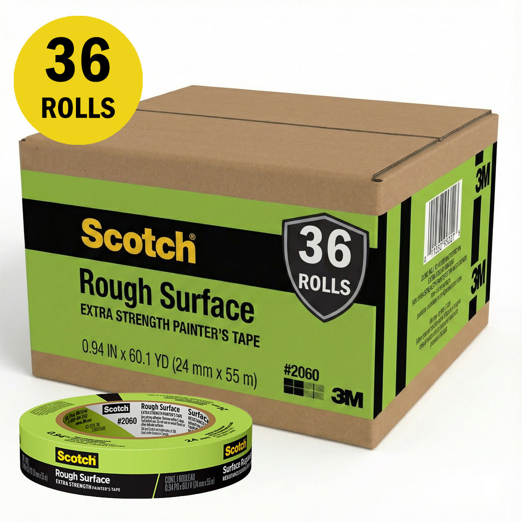 3M 2060 Rough Surface Painters Tape Green 24mm x 55m / Box of 36 Rolls