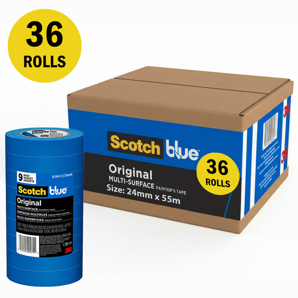 3M ScotchBlue 2090 Original Multi-Surface Painter’s Masking Tape - 24mm x 55m / Sold by Box