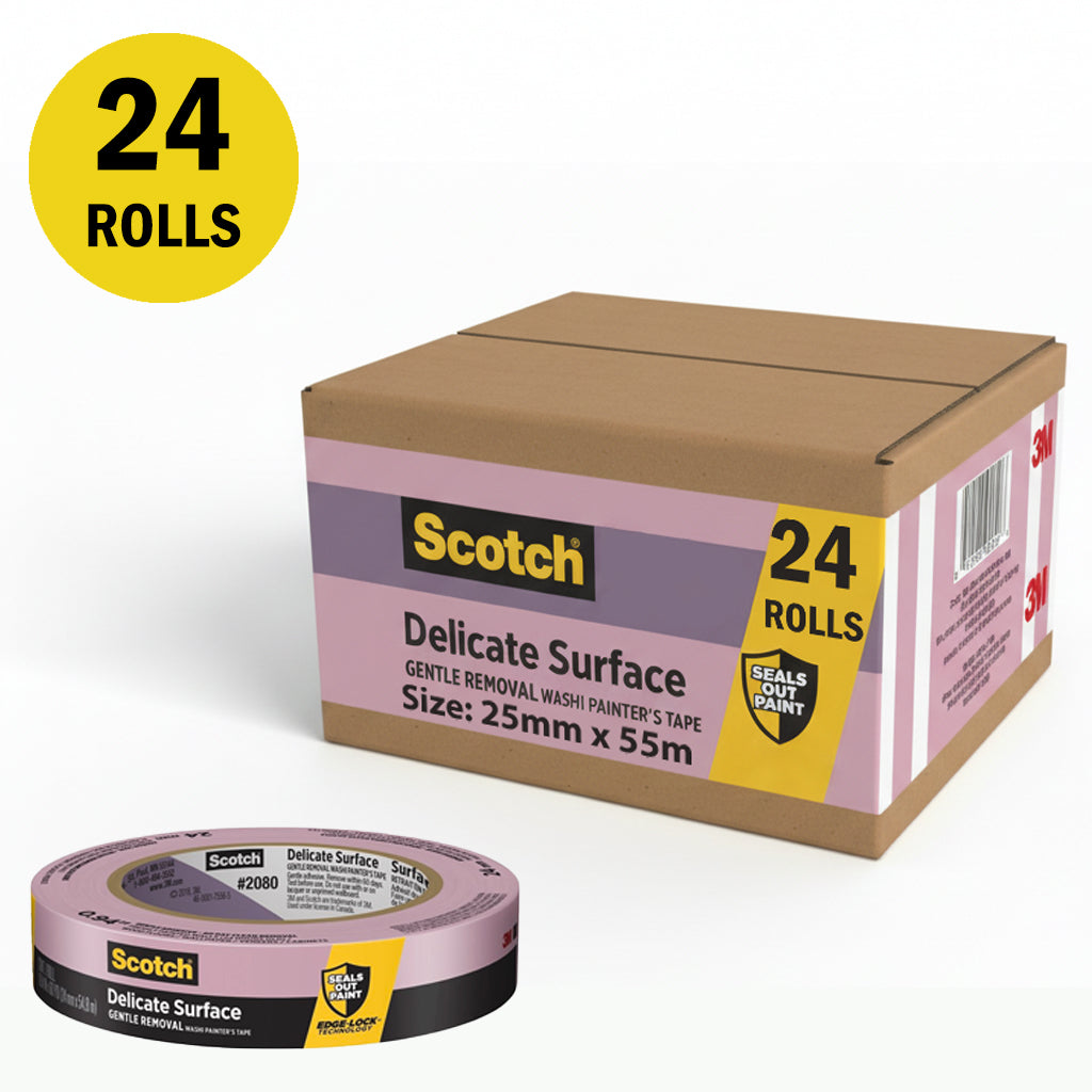 3M 2080 Delicate Masking Tape Purple 25mm x 55m / Box of 24 Rolls