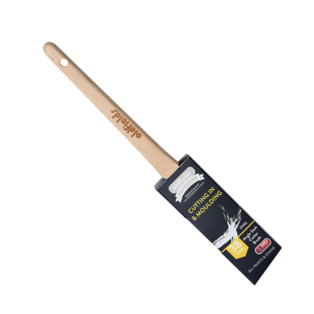 Oldfields Pro Series 38mm Oval Sash Angle Cutter brush in original packaging
