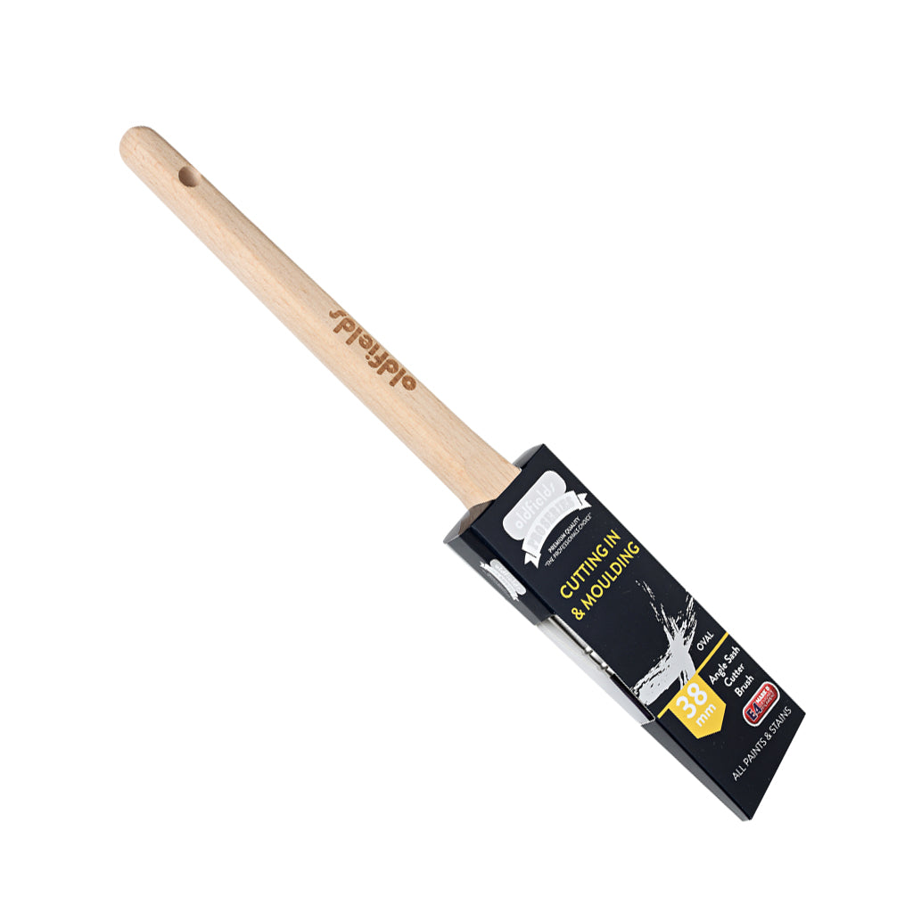 Oldfields Pro Series 38mm Oval Sash Angle Cutter brush in original packaging