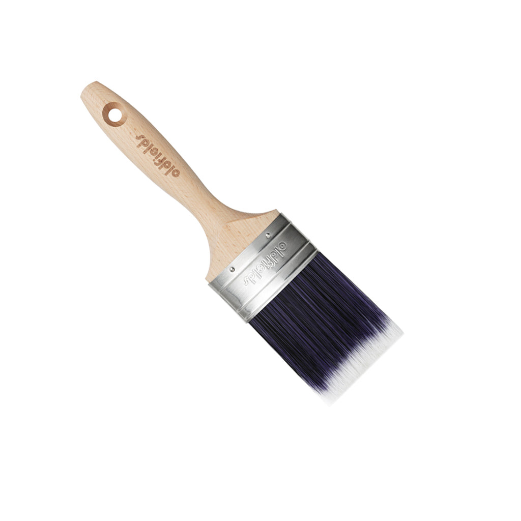Oldfields Pro Series 63mm oval brush unwrapped showing synthetic bristles and ferrule