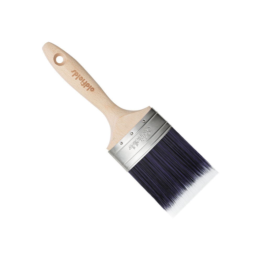 Oldfields Pro Series 75mm oval brush unwrapped showing synthetic bristles and ferrule