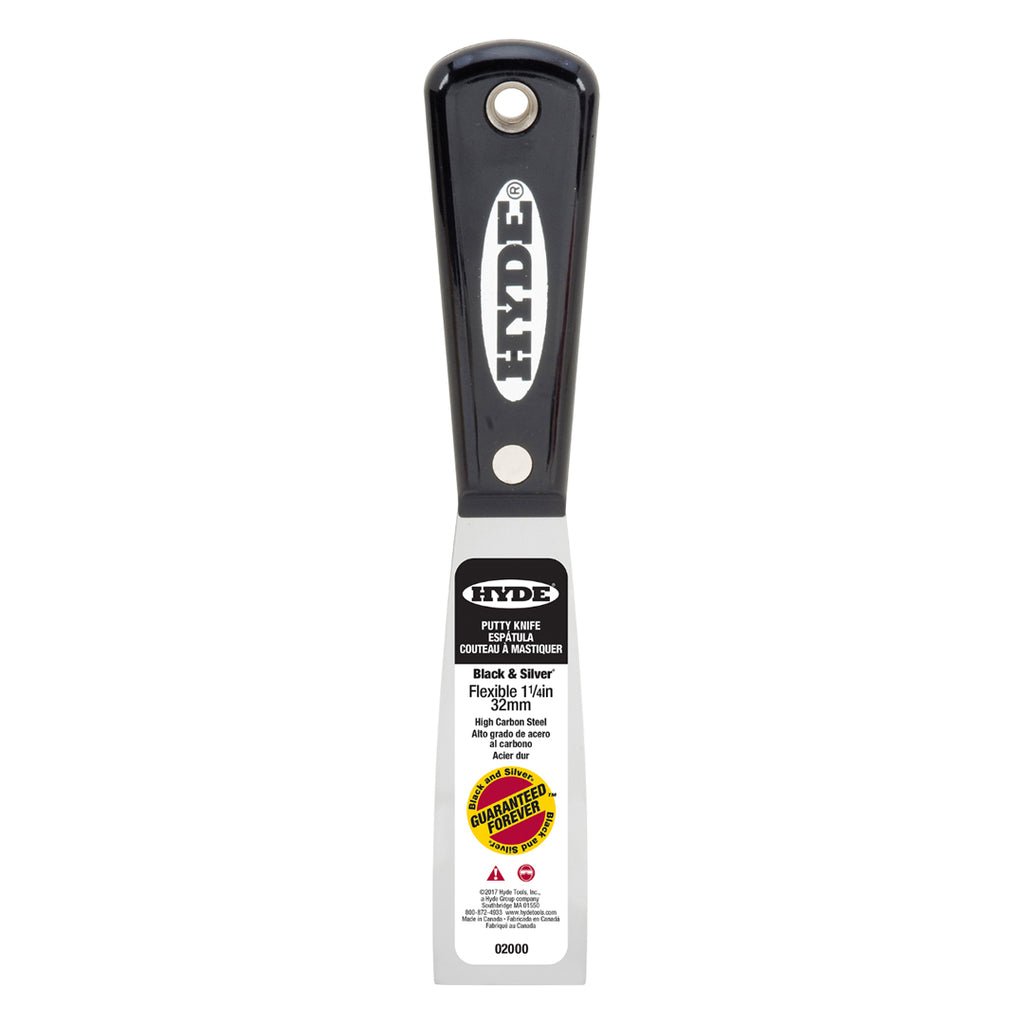 Hyde Flexible High Carbon Steel Black & Silver Putty Knife