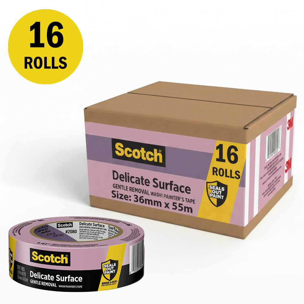 3M 2080 Delicate Masking Tape Purple 36mm x 55m / Box of 16 Rolls
