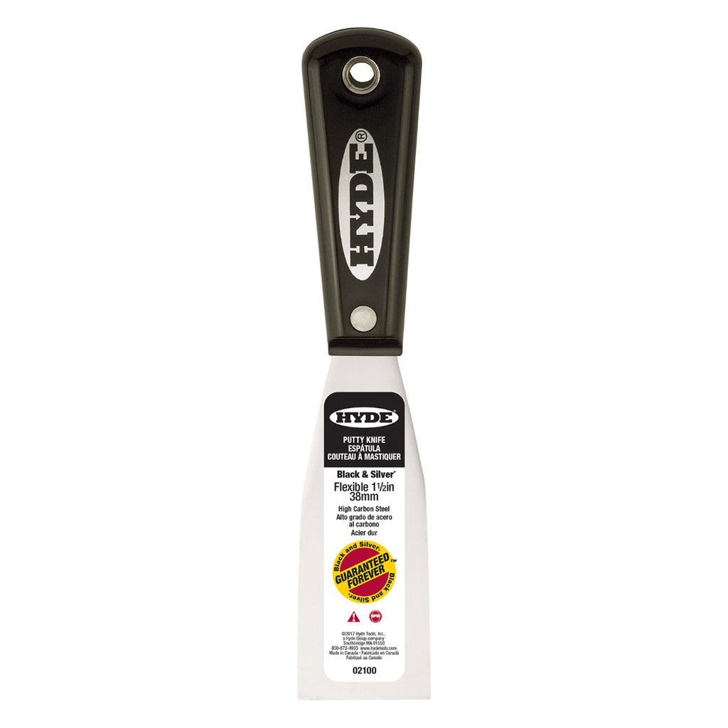Hyde Flexible High Carbon Steel Black & Silver Putty Knife