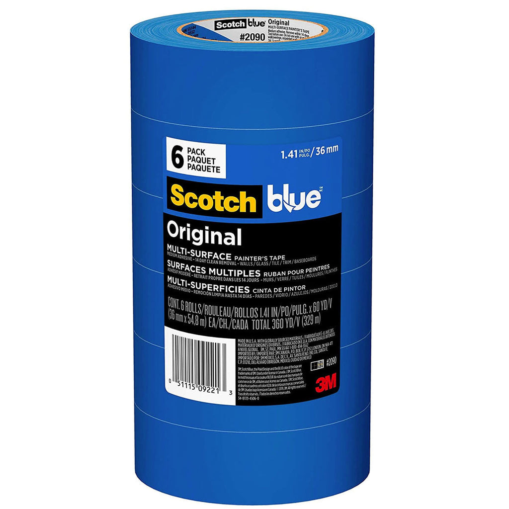 3M ScotchBlue 2090 Original Multi-Surface Painter’s Masking Tape - 36mm x 55m / Sold by Box