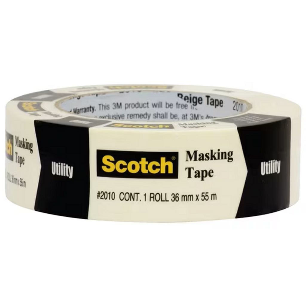 3M 2010 Beige Masking Tape 36mm x 55m / Box of 16 Rolls