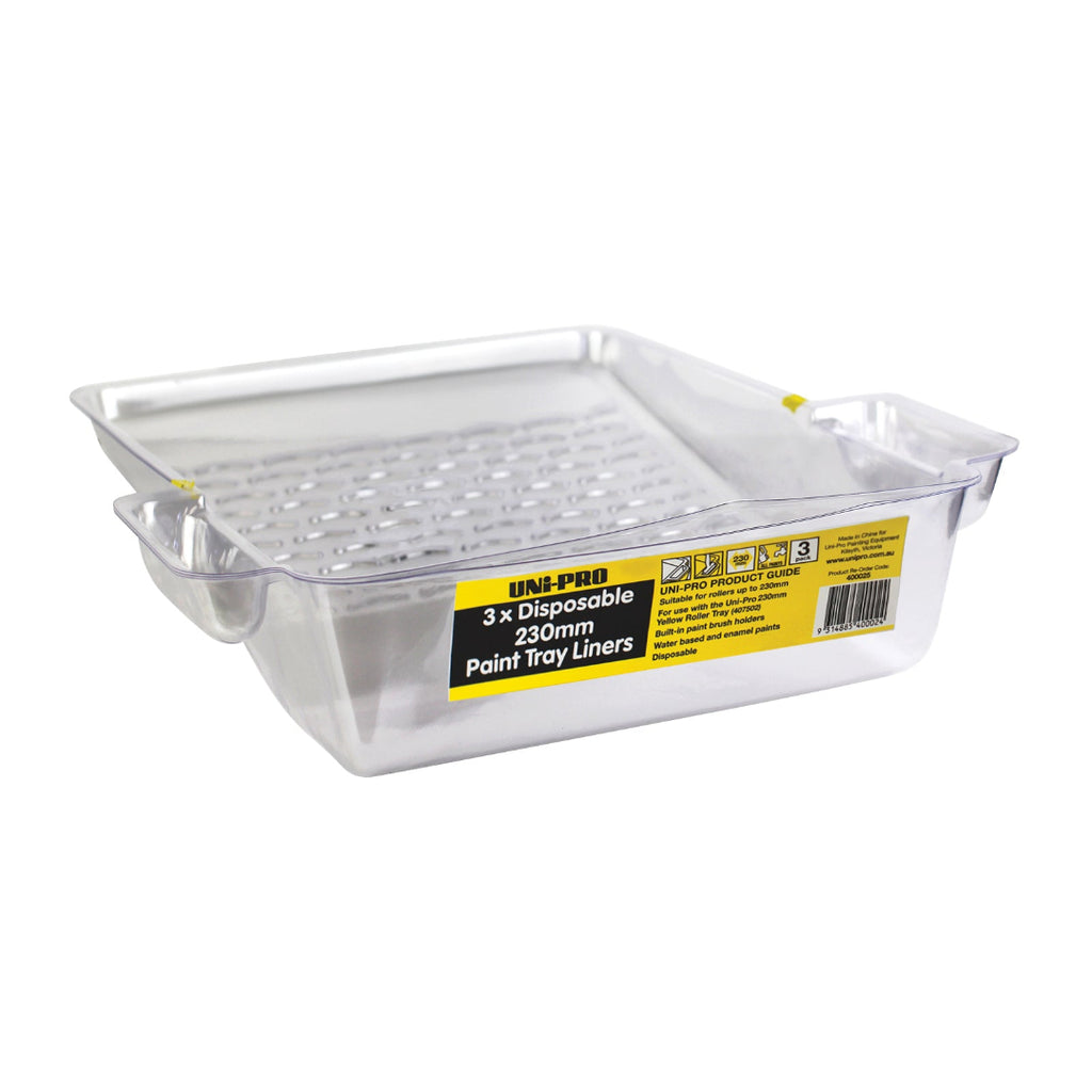 Uni-Pro 230mm Paint Tray Liners With Brush Holders 3 Pack - Box of 10