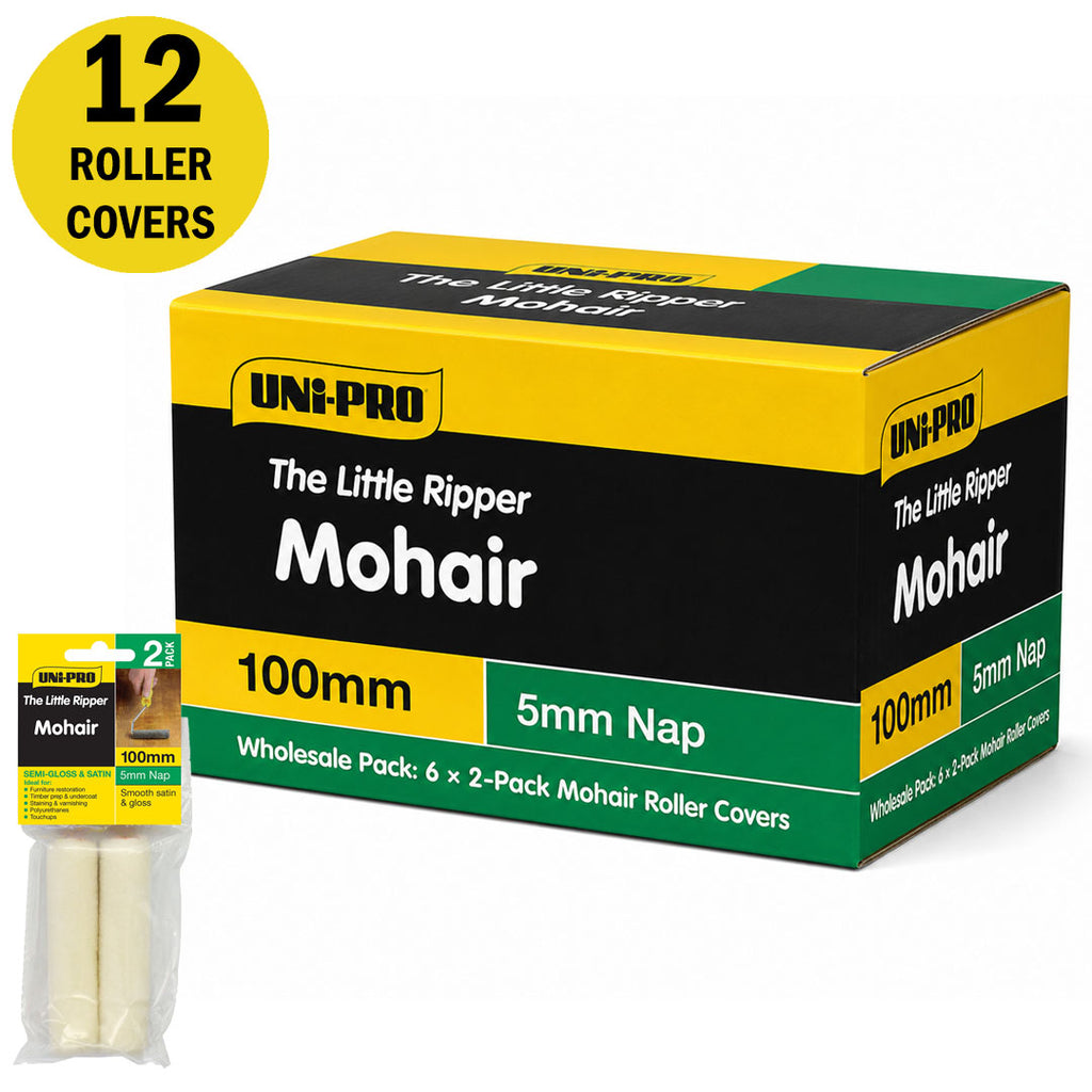 Uni-Pro Mohair Roller Covers 100mm 2-pack - Box of 6