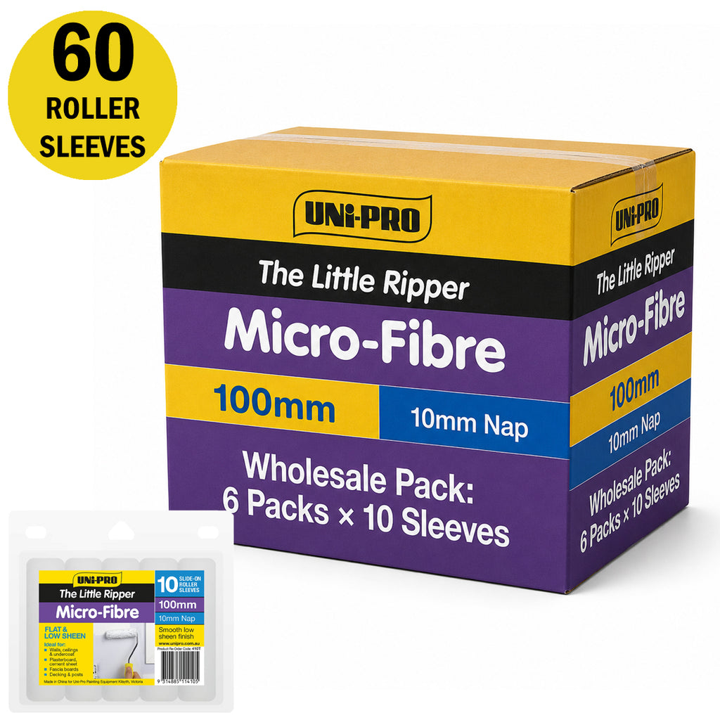 Uni Pro Little Ripper 100mm Microfibre Covers 10 Pack 10mm Nap - Box of 6