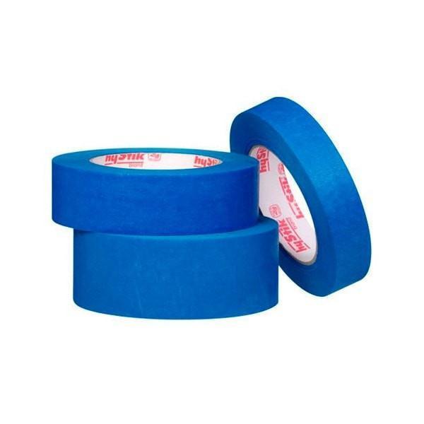 Stack of three Hystik 835 blue UV resistant masking tape rolls in assorted widths for trade