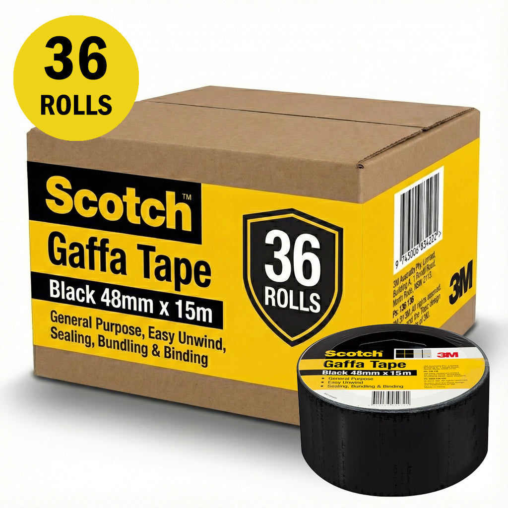 3M 933 Gaffa Tape Black 48mm x 15m / Box of 36 Rolls