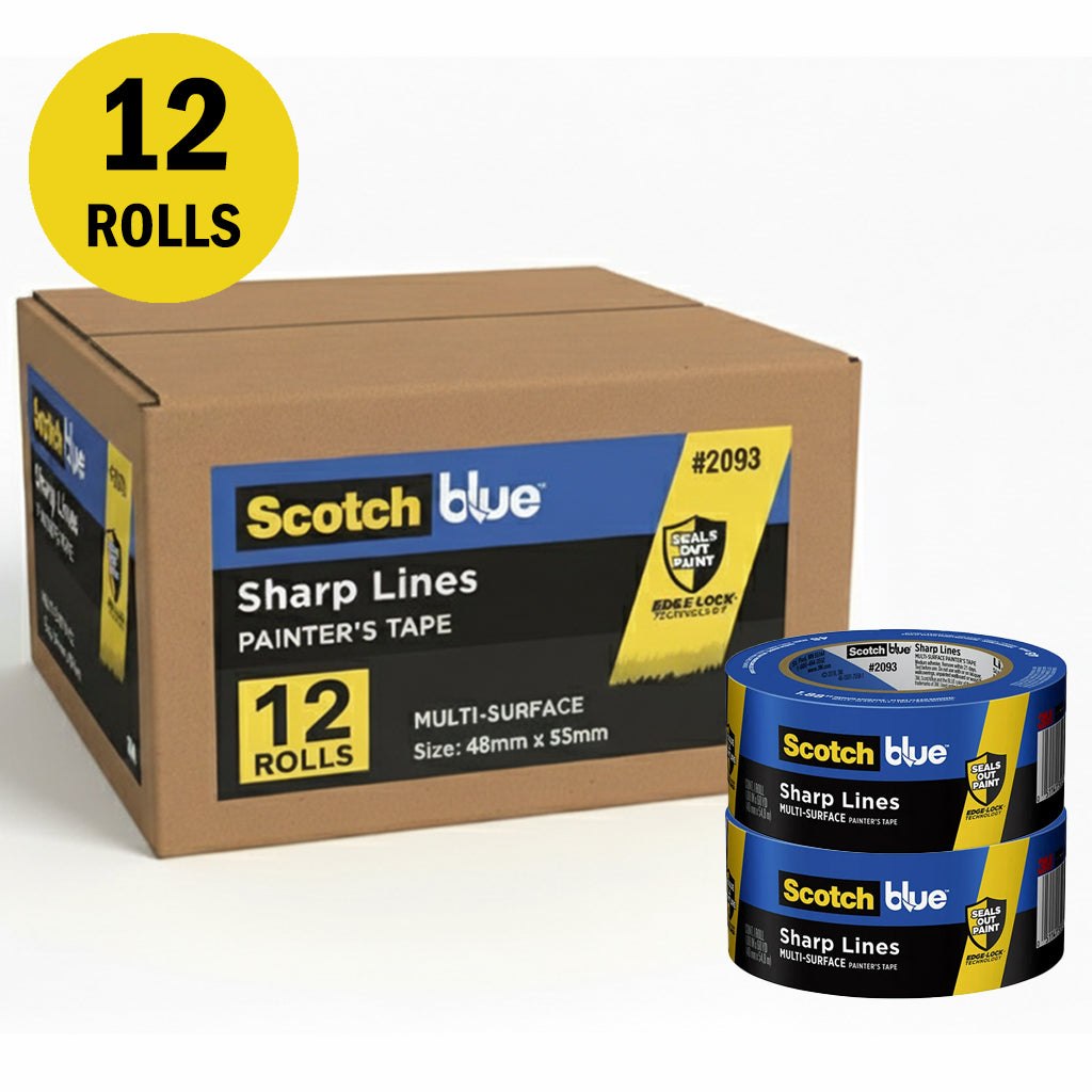 3M 2093 Blue Edge Lock Masking Tape 48mm x 55m / Box of 12 Rolls