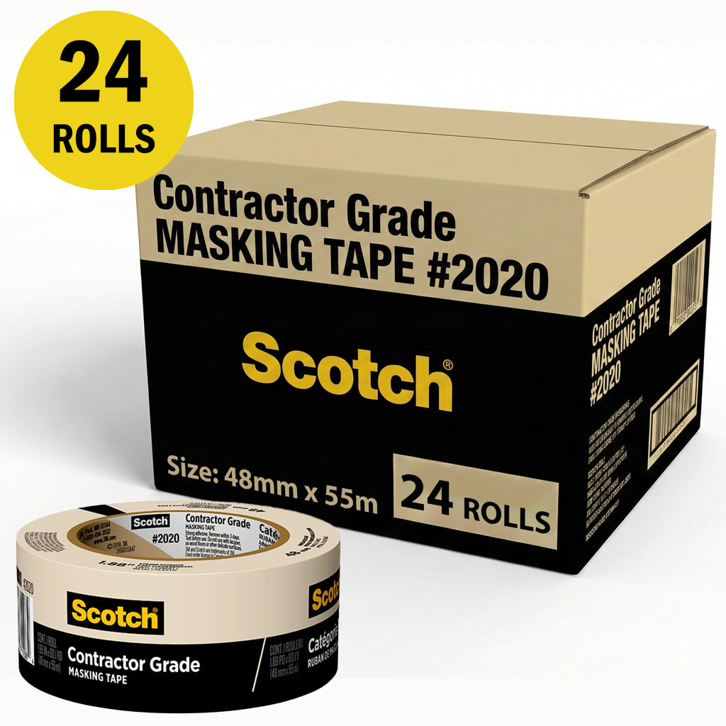 3M 2020 General Purpose Masking Tape 48mm x 55m / Box of 24 Rolls
