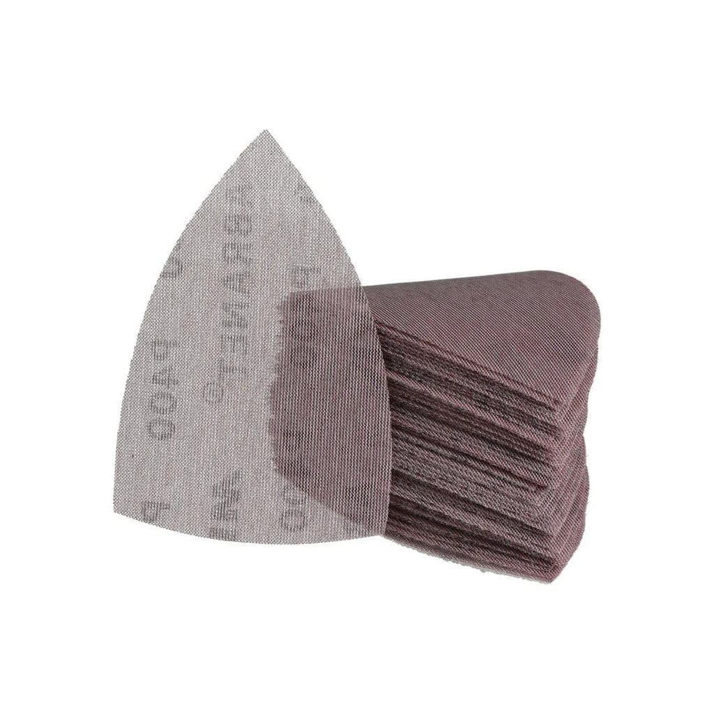 Stack of Mirka Abranet delta mesh abrasives designed for dust-free hand or machine sanding