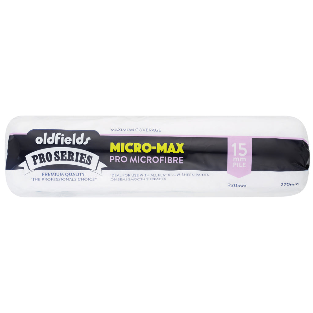 Oldfields Micro-Max Pro Series 270mm microfibre roller cover with 15mm pile for rough walls
