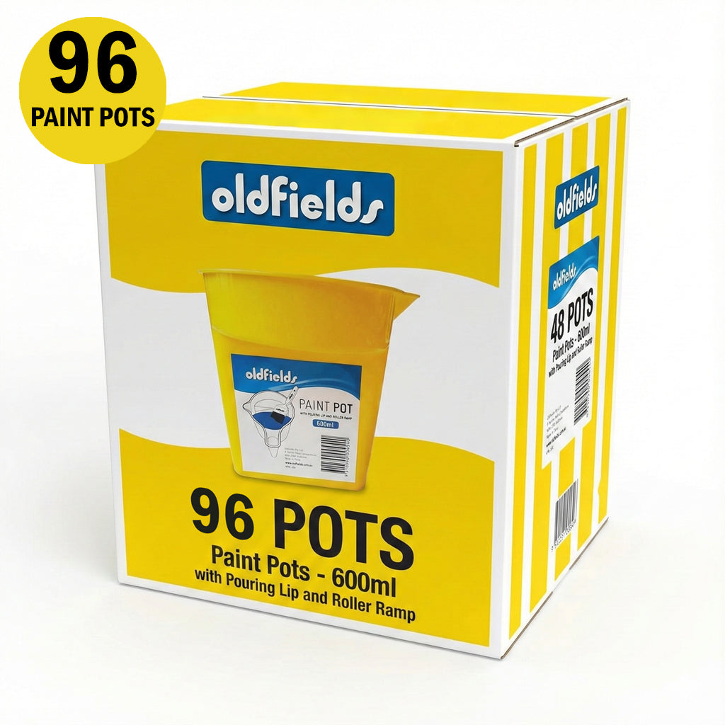Bulk box of 96 Oldfields Handy Paint Pots 600ml for professional painting supplies