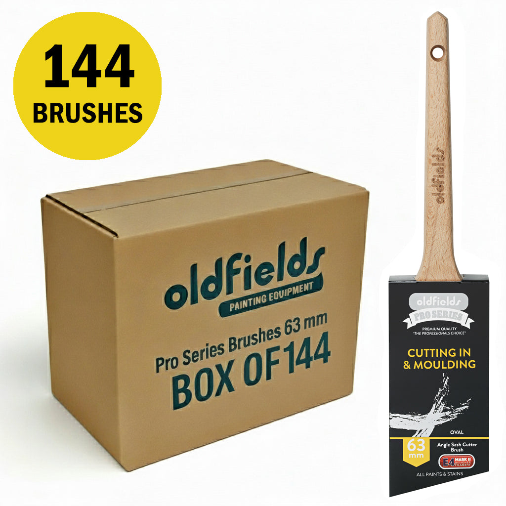 Master carton of 144 Oldfields 63mm Oval Sash Angle Cutters for painting contractors