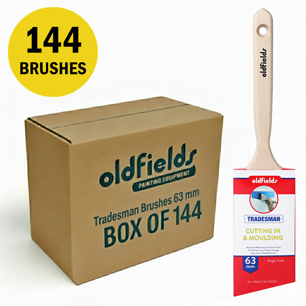 Wholesale box of 144 Oldfields Tradesman 63mm angled sash paintbrushes for trade