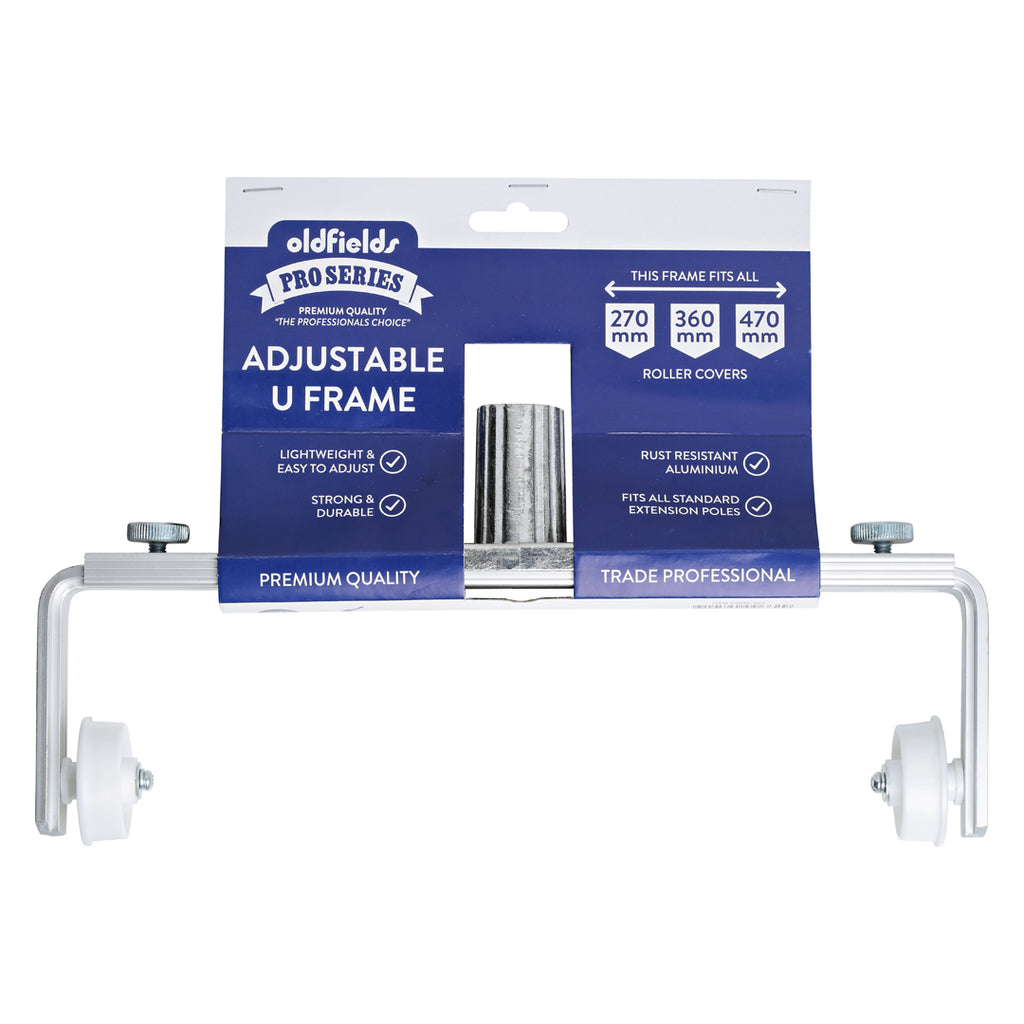 Oldfields Pro Series premium adjustable aluminium U-frame for 270mm-470mm roller covers