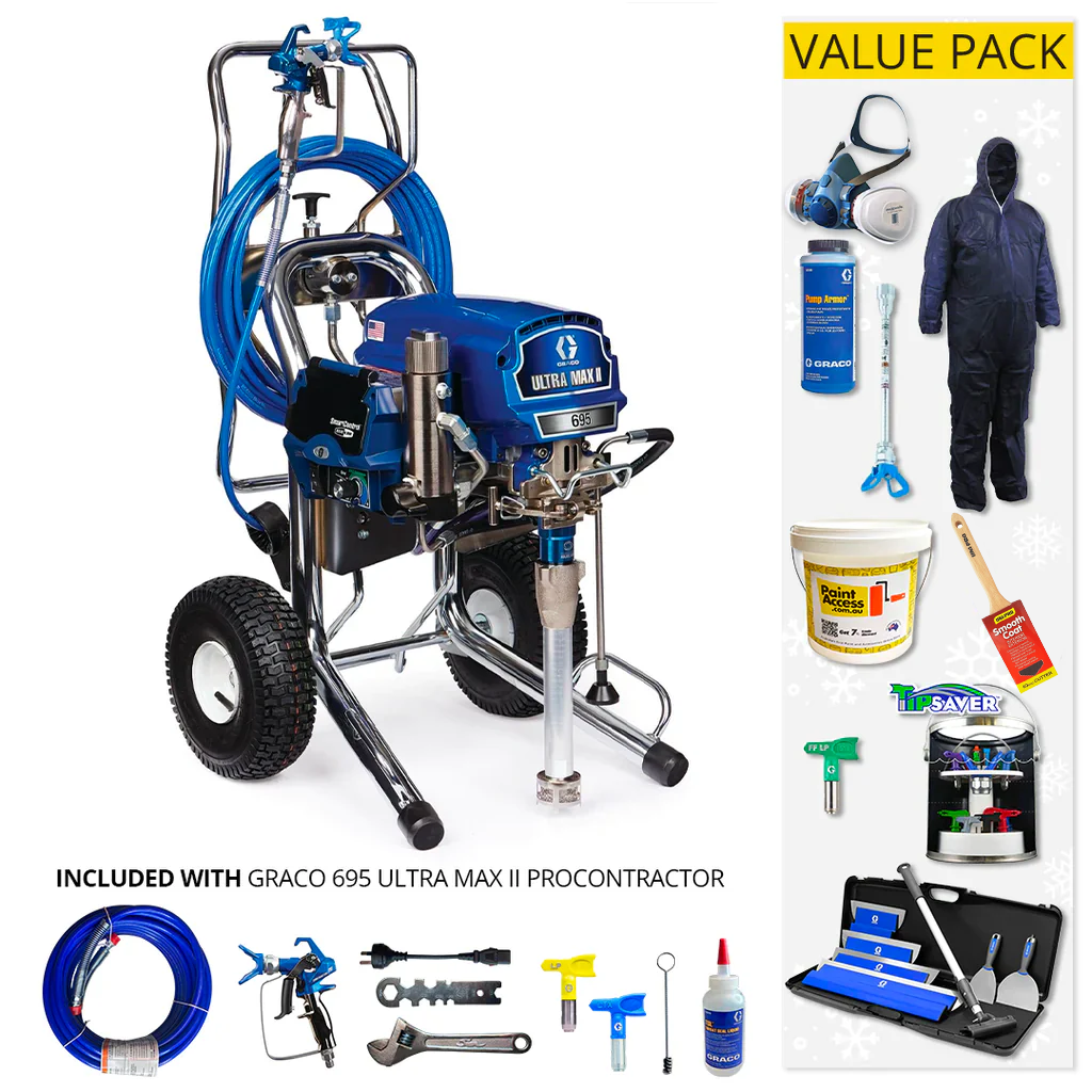 Graco Ultra Max II 695 Standard Electric Airless Sprayer - Hi-Boy/Lo-Boy Cart With Bonus