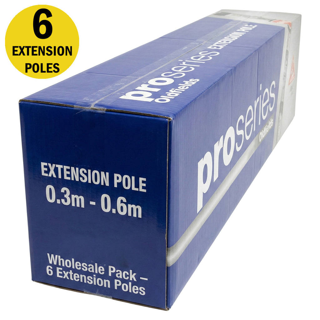 Wholesale box of 6 Oldfields Pro Series aluminium extension poles 0.3m - 0.6m
